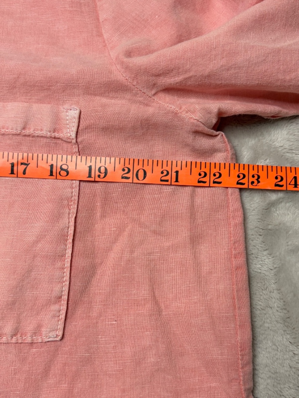 Caslon Button Up Shirt Womens L Pink Linen Cotton Roll Tab Sleeve Band Collar - Picture 10 of 11